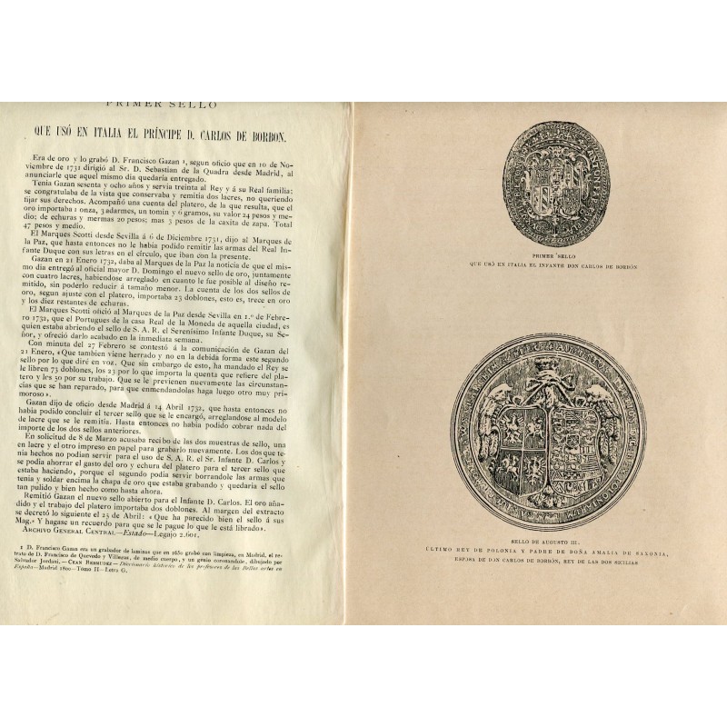 First stamp used in Italy by Prince Charles of Bourbon.