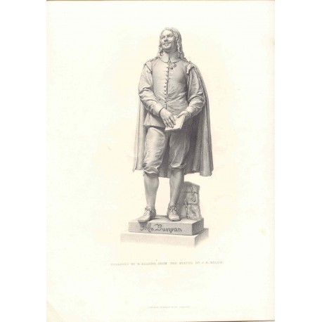 «John Bunyan» Grabado por H. Balding de una estatua de J. E. Bohem