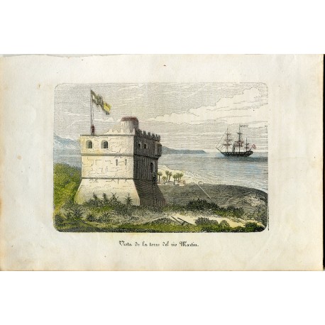 «Vista de la torre del rio Martín» Fuerte Martín en la desembocadura del rio Martín en Tetuan