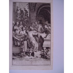 "Isaac & Ismael enterrent leur père Abraham dans la grotte" de Gerard Hoet (1648-1733) gravé par G. vander Gouwen