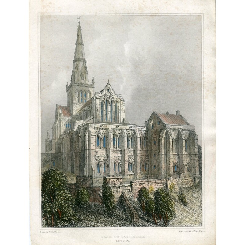 Antiker Druck, Schottland. Kathedrale von Glasgow.