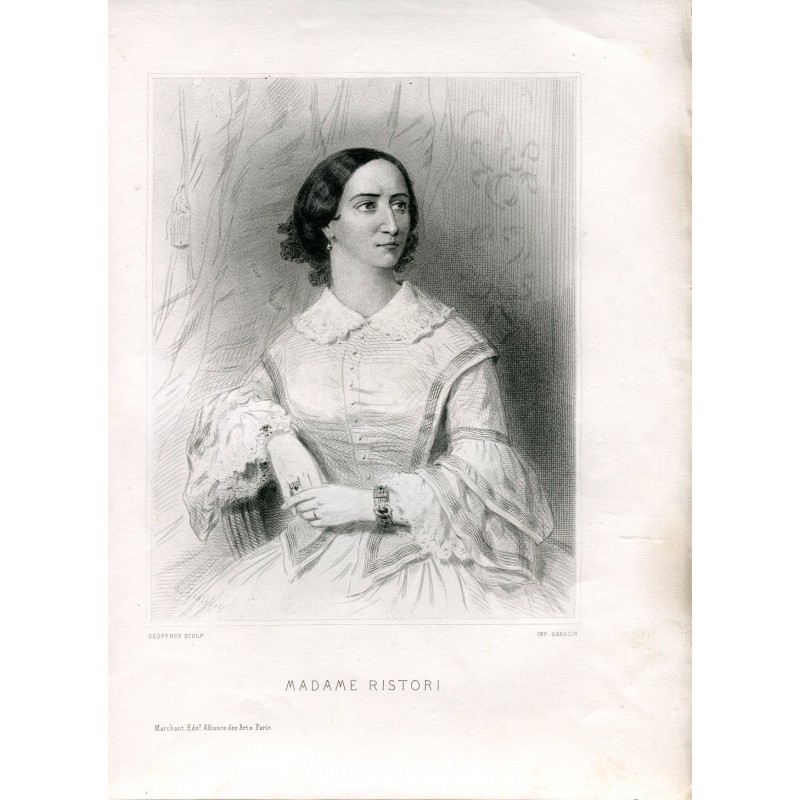 Ritratto. Signora Ristori. Disegnato da Geoffroy.