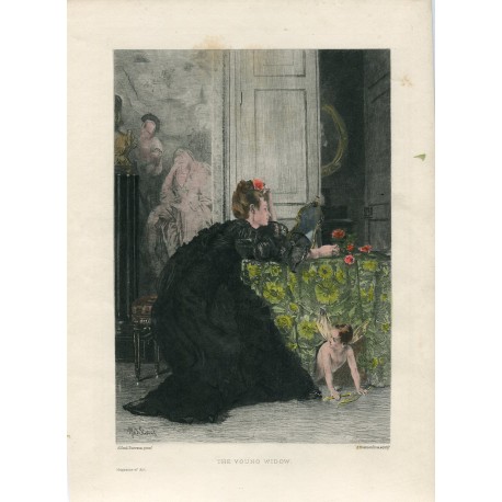 «The young widow» grabado por J. Desmoulins sobre obra de Alfred Stevens