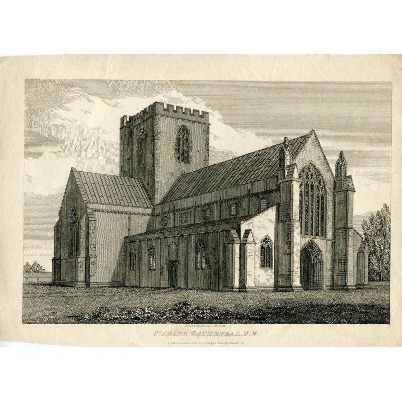 Pays de Galles. Cathédrale Saint-Asaph, gravée par J.C. Buckler, 1820