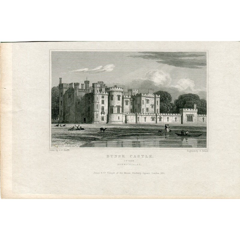 Écosse. Château de Dunse, Berwickshire, gravé par Henry Adlard (1829-1831)