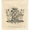 Grabado Arms of the Dutchess of Kendal. grabdo por T. Cook sobre obra de Hogarth