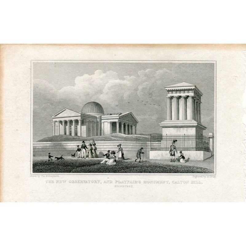 Schottland. Das neue Observatorium und Playfairs Denkmal, Calton Hill, 1833, Edinburgh