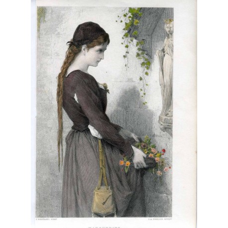 Marguerite' grabado coloured por C.A. Deblois en 1876  sobre obra de J. Bertrand