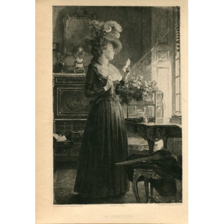 The billet doux' grabado por Leon Lambert sobre obra de Robert Fleury en 1905