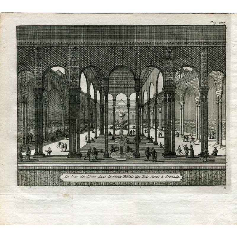 Granada. Löwenhof des Palastes der maurischen Könige. Van der Aa, 1707