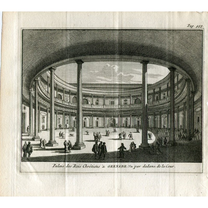 Charles V Palace - Alhambra of Granada - Engraving 1707 - Van der Aa