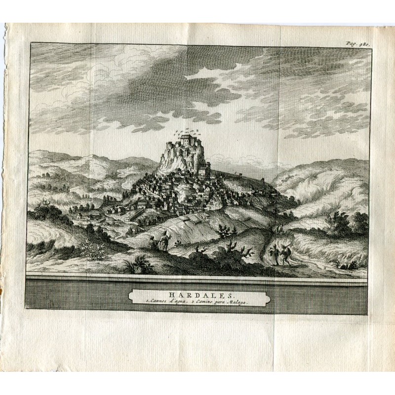 Roccia di Hardales, a Malaga. Incisione di Pieter van der Aa, 1707