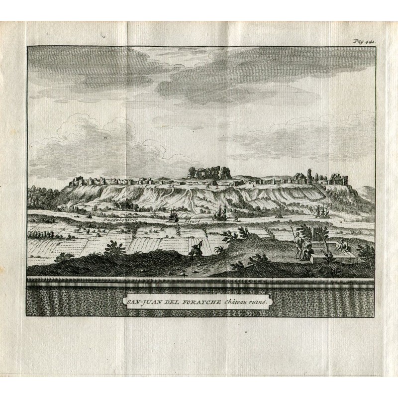 Burg von San Juan de Aznalfarache in Sevilla - Kupferstich von Van der Aa, 1707