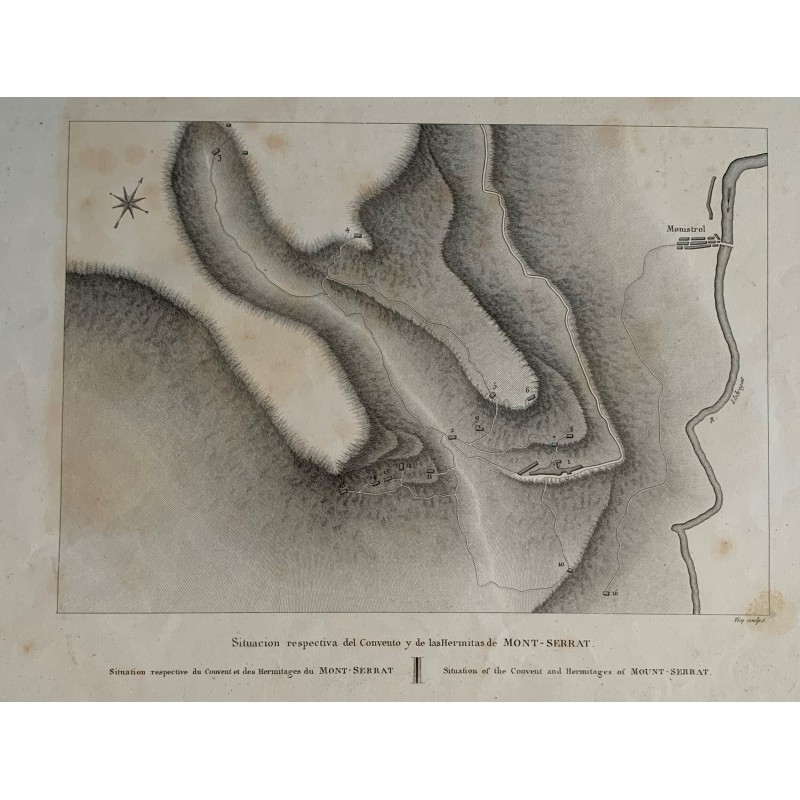 Spain. Barcelona. Location of the Convent and Hermitages of Montserrat. Alexandre Laborde (1810-11)