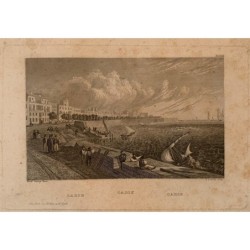 Hafen von Cadiz - Antike Gravur