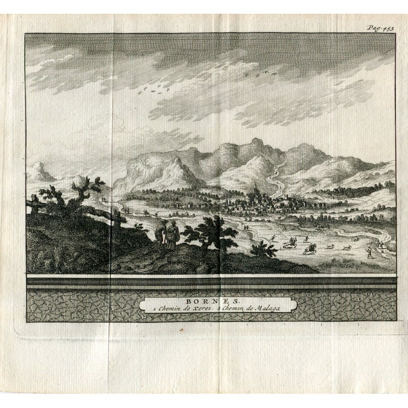 Cadiz. Blick auf Bornes, die Straße nach Jerez und die Straße nach Malaga. Van der Aa, 1707