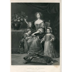 «Henrietta of Orleans» grabado por H. Bourne sobre obra de P. Mignard