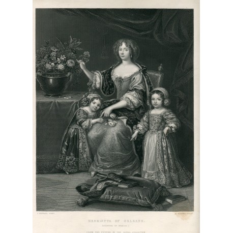 Henrietta of Orleans' grabado por H. Bourne sobre obra de P. Mignard