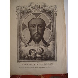 "The Holy Face of No. Mr. Jesus Christ" Lithograph by Vicente Aznar around 1870