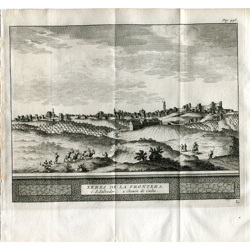 Jerez de la Frontera - Antica incisione su acciaio vecchia stampa - Pieter Van der Aa (Alvarez de Colmenar), 1707