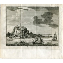 Gibraltar - Gravure sur acier antique imprimé ancien - Pieter Van der Aa (Alvarez de Colmenar), 1707