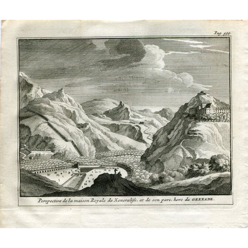 Prospettiva della maison Royale de Xeneralife et son parc. Van der Aa.