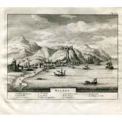 Karte von Málaga. Gestochen von Pieter van der Aa im Jahr 1707