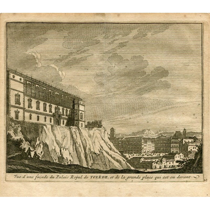 Vue de la façade du Palais Royal de Tolède et de la grand place par Van derAa