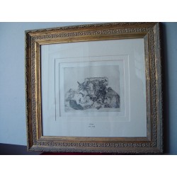 «Extraña devoción» Grabado original   de la serie los Desatres de la Guerra de Goya. Nº 66. 3ª tirada