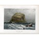 Escocia. «The Bass rock»  grabado por John Godfrey 1870 sobre obra de Birket Foster
