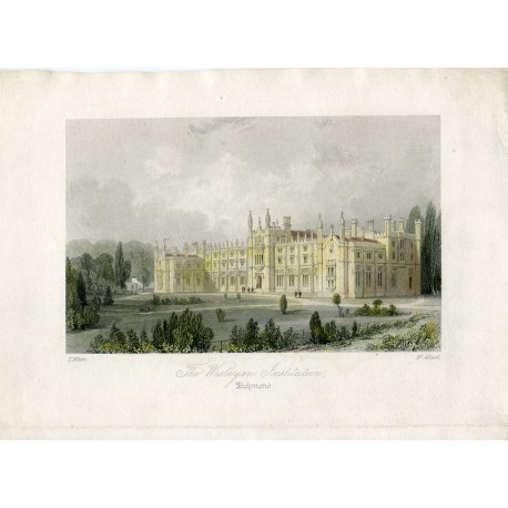Inglaterra. Richmond. 'The Wesleyan Institution' grabdo en 1850 por H. Adlard sobre obra de T. Allom.