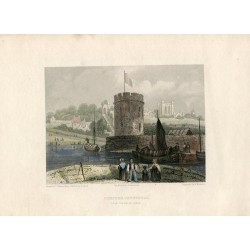 «Chester Cathedral from the Water Tower» grabado por B. Winkles sobre dibujo de C.Warren