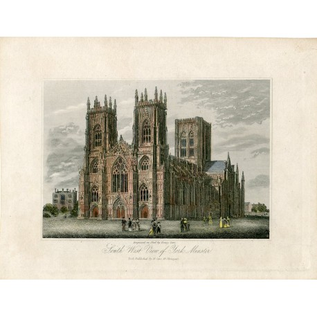 Inglaterra. York. «South West view of York Minster» grabdo por Steel sobre obra de H. Cavé.