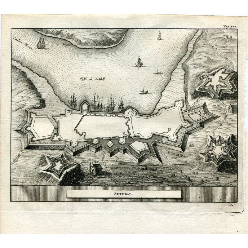 Setubal (Portogallo) - Stampa antica - Pieter Van der Aa, 1707