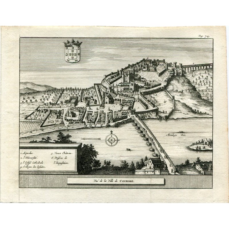 Coimbra (Portugal) – Antiker Druck – Pieter Van der Aa, 1707