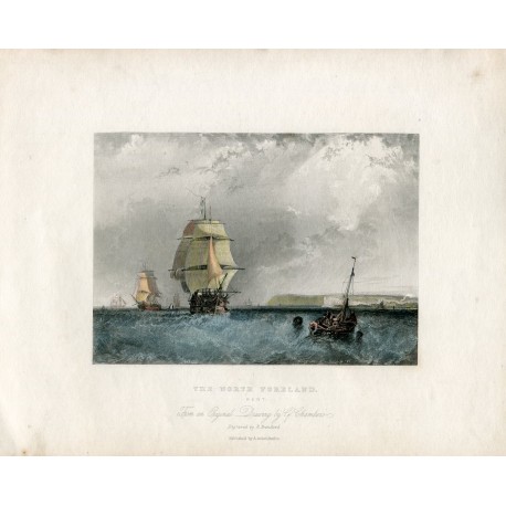 Inglaterra. 'The North Foreland' grabado por R. Branard sobre obra de G. Chambers. 1834