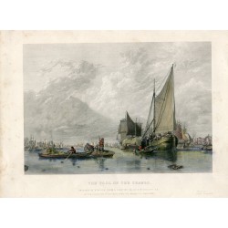 Inglaterra. «The Pool of the Thames» grabado por W. Miller sobre obra de A.W. Calcott