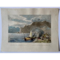 Pêcheurs entre Gibraltar et Malaga - Gravure ancienne