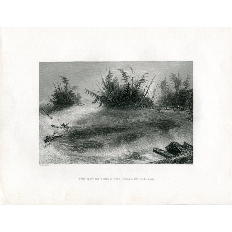 Les rapides en amont des chutes du Niagara. D'après W.H. Bartlett. Gravure de R. Brandard (1840).