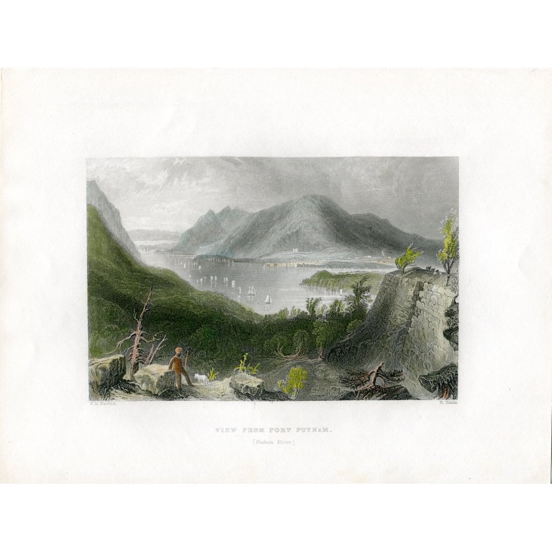 Vista da Fort Putnam, fiume Hudson - incisione del 1840