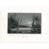 Scène d'hiver dans les montagnes Catskill - Gravure ancienne (vers 1840)