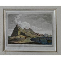 Blick auf den Felsen von Gibraltar - Antike Gravur