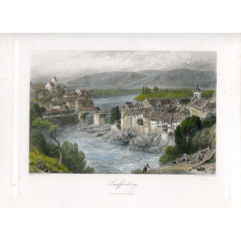 Laufenburg, Aargau (Switzerland) - Alps - 1800s engraving