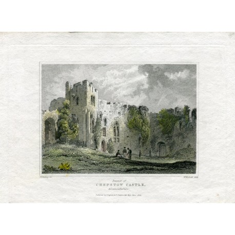 Gales. 'Interior of Chepstow Castle' Monmouthshire. Grabado sobre obra de C.V. Fielding por W. Woolnoth