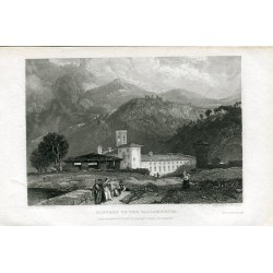 Italia. 'Convent of the Vallambrosa' Grabado drawn by J.D. Harding y grabado por J. Henshall en 1832
