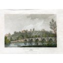England. "The castle church bridge" Engraving by Hay, drawn by W. Carter in 1812