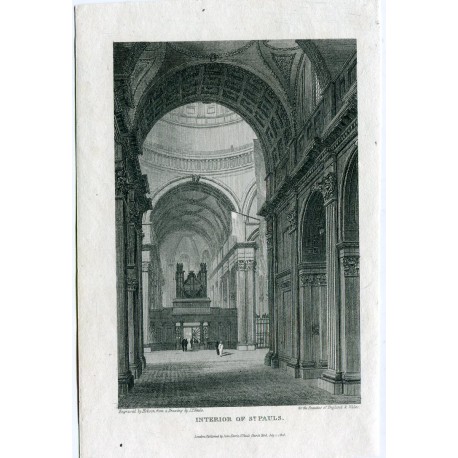 Londres. 'Interior St. Pauls' grabado por Hobson de un dibujo de J. P. Neale en 1816