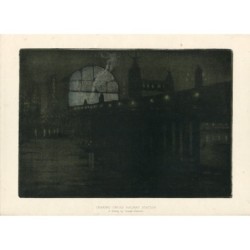 Joseph Pennell. Ponte di Charing Cross di notte - litografia del 1896
