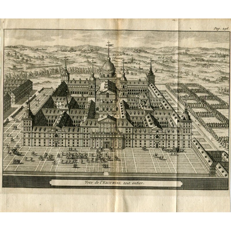 Blick auf den Escorial, vollständig von Pieter van der Aa gestochen.