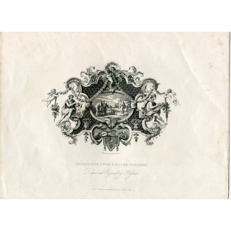 «Impression from a silver tankard» Litografía por E. Chavanes sobre obra de William Hogarth en 1833